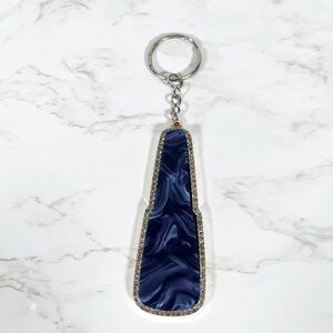 Blue Agate Keychain with Silver Accents